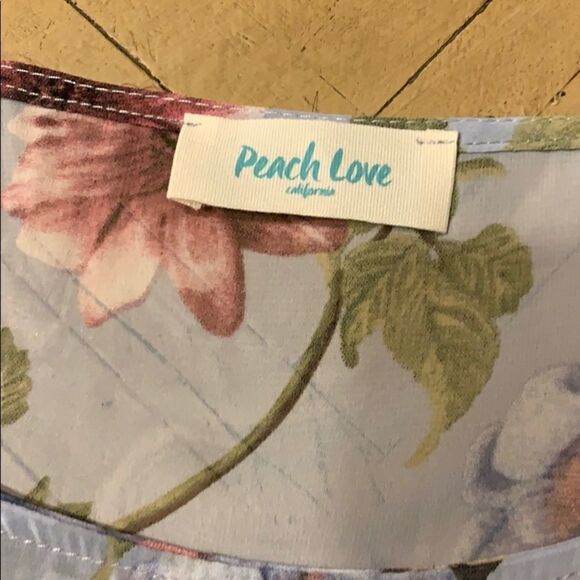 Peach Love Cold Shoulder Floral Top M Drop Waist - Picture 10 of 11